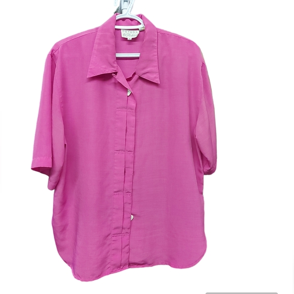 🐱 Peters and Ashley Pink Button Down Shirt Size 10 Nice Summer Blouse - Picture 1 of 5